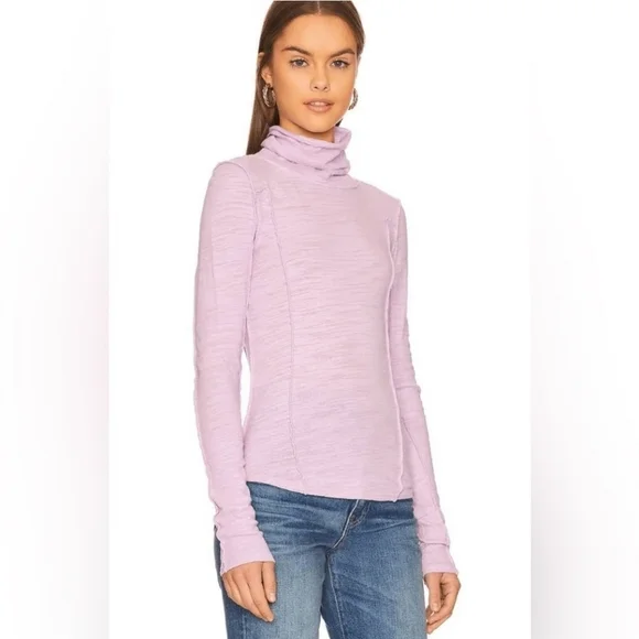 We The Free Size M 100% Cotton Lavender Turtleneck Sweater Longsleeve - Picture 1 of 7